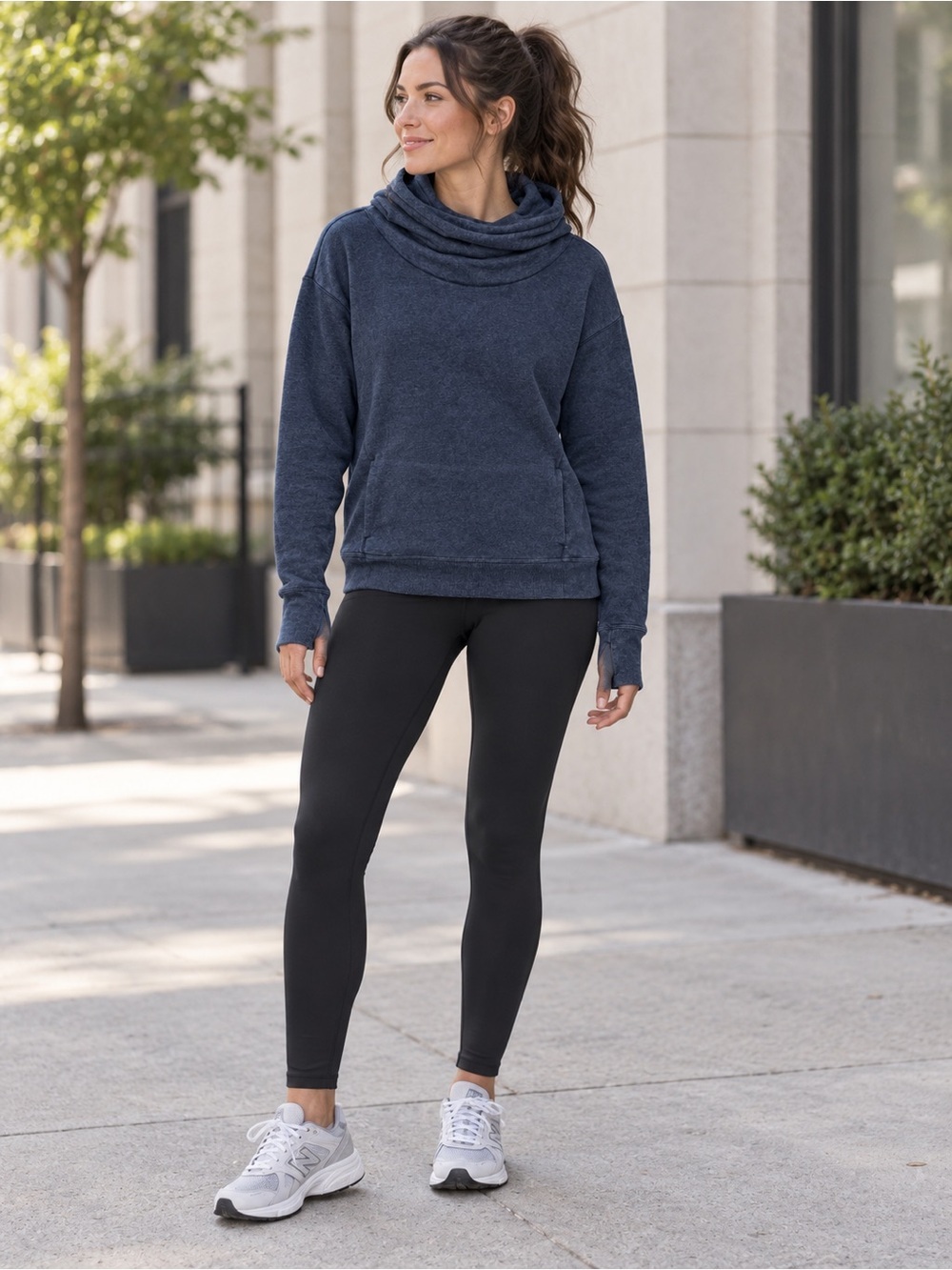 Lululemon Stress Less Hoodie Heathered Naval Blue Size 6